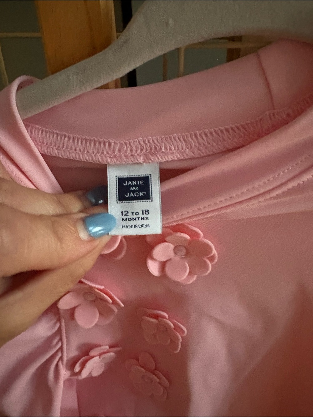 Janie and Jack Soft Pink Floral-Appliqué rash guard - Picture 2 of 3